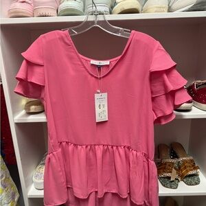Pink Ruffled Women's Top
